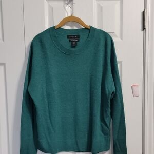 Cashmere Tahari Cashmere 2 Ply Teal Knit Pullover